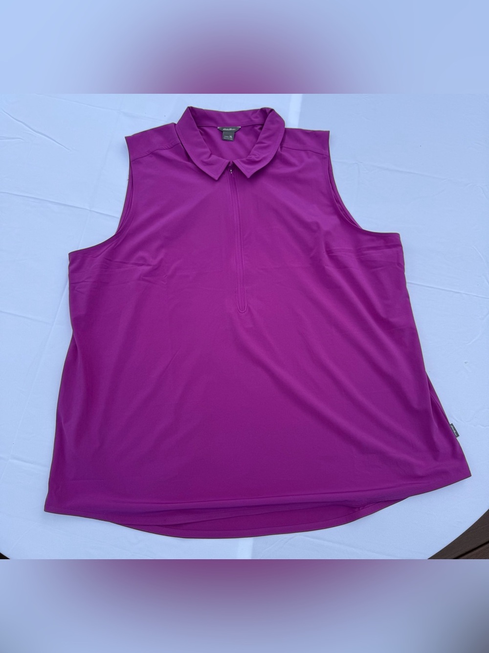 Eddie Bauer Women’s Sleeveless Golf Polo Top XL Purple Quarter Zip Stretch